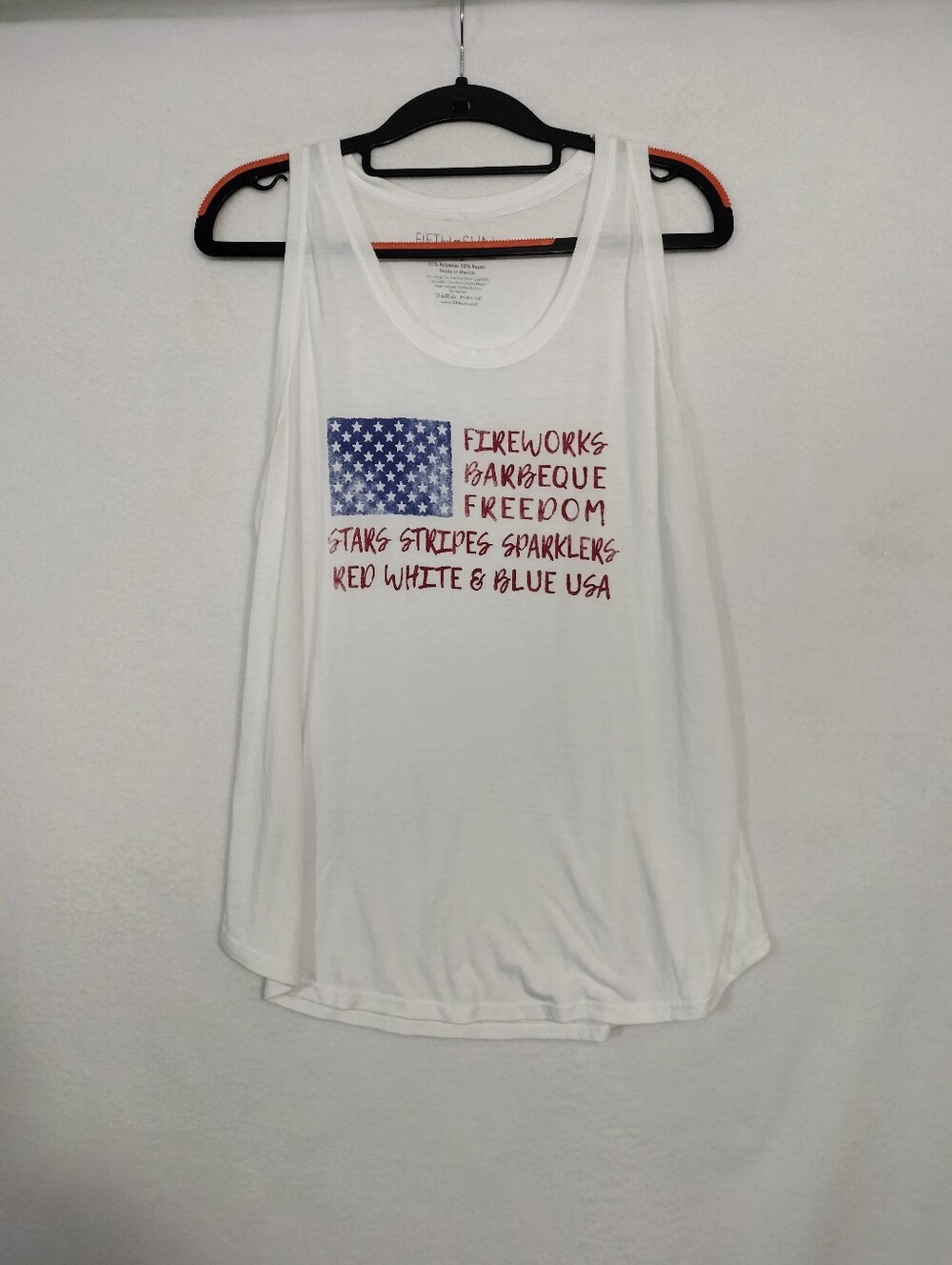Fifth Sun White Graphic Tank Top - Red & Blue USA Print